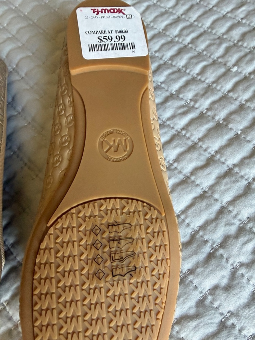 Michael Kors Beige and Gold Logo Cap-Toe Flats - Picture 6 of 7